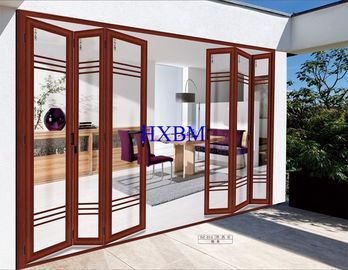 Basic Residential Wood Look Aluminium Doors With 5mm Tempered Clear Glass